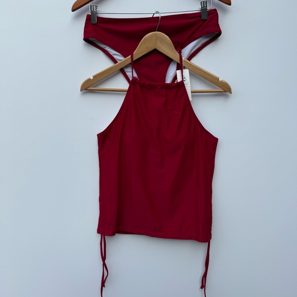 Beachsissi Fashion Wine Red Halter Neck Tankini Set - Picture 3 of 15